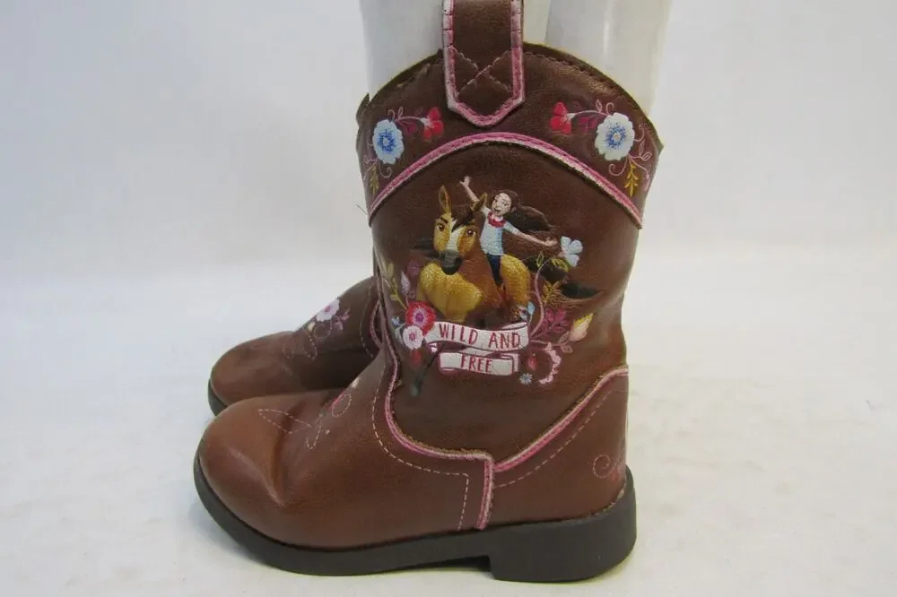 Spirit Dreamworks Wild and Free Toddler Size 7 Brown Zip Cowboy Boots